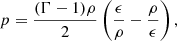 $$ \begin{aligned} p = \frac{(\Gamma -1)\rho }{2}\left(\frac{\epsilon }{\rho }-\frac{\rho }{\epsilon }\right), \end{aligned} $$