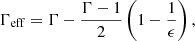 $$ \begin{aligned} \Gamma _{\rm eff} = \Gamma - \dfrac{\Gamma - 1}{2} \left( 1 - \dfrac{1}{\epsilon } \right), \end{aligned} $$