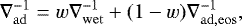 \begin{equation*}\nabla_{\mathrm{ad}}^{-1} = w\nabla_{\mathrm{wet}}^{-1} +(1-w)\nabla_{\mathrm{ad,eos}}^{-1} ,\end{equation*}