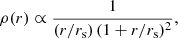 $$ \begin{aligned} \rho (r) \propto \frac{1}{(r/r_{\rm s})\,(1+r/r_{\rm s})^2}, \end{aligned} $$