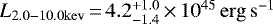 $L_{2.0-10.0 \mathrm{kev}}\,{=}\, 4.2^{+1.0}_{-1.4} \,{\times}\,10^{45}\, \mathrm{erg \, s^{-1}}$