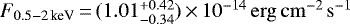 $F_{{0.5{-}2\, \textrm{keV}}}\,{=}\,(1.01^{+0.42}_{-0.34}) \,{\times}\,10^{-14} \,\mathrm{erg \, cm^{-2}\, s^{-1}}$
