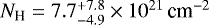 $N_{\textrm{H}}=7.7^{+7.8}_{-4.9}\times 10^{21}\,\textrm{cm}^{-2}$