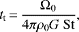 \begin{equation*} t_{\textrm{t}}\,{=}\,\frac{\Omega_0}{4 \pi \rho_{0} G \ \mathrm{St}},\end{equation*}