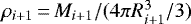 $\rho_{i + 1}\,{=}\,M_{i + 1} / (4\pi R_{i + 1}^3 /3)$