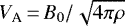 $V_{\textrm{A}}\,{=}\,B_{0}/\sqrt{4\pi \rho}$