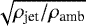 $\sqrt{\rho_{\textrm{jet}}/\rho_{\textrm{amb}}}$