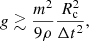 $$ \begin{aligned} g \gtrsim \frac{m^2}{9\rho }\frac{R_{\rm c}^2}{\Delta t^2}, \end{aligned} $$