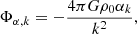 $$ \begin{aligned} \Phi _{\alpha , k} = -\frac{4\pi G \rho _0 \alpha _{k}}{k^2}, \end{aligned} $$
