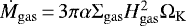 $\dot{M}_{\rm{gas}}\,{=}\,3\pi\alpha\Sigma_{\rm{gas}}H_{\rm{gas}}^2\Omega_{\rm{K}}$