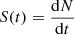 $ S(t) = \frac{\mathrm{d}N}{\mathrm{d}t} $