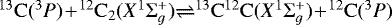 $\mathrm{^{13}C}(^{3}P)\!+\!\mathrm{^{12}C_{2}}(X^{1}\Sigma_{g}^{+}){\rightleftharpoons}\mathrm{^{13}C^{12}C}(X^{1}\Sigma_{g}^{+})\!+\!\mathrm{^{12}C}(^{3}P)$