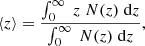 $$ \begin{aligned} \langle z \rangle = \frac{\int _0^\infty \; z \; N(z) \; \mathrm{d} z}{\int _0^\infty \; N(z) \; \mathrm{d} z}, \end{aligned} $$