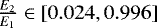 $\frac{E_2}{E_1} \in [0.024, 0.996]$