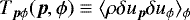 $T_{\vec{p}\phi}(\vec{p},\phi) \equiv \langle \rho \delta u_{\vec{p}} \delta u_{\phi}\rangle_{\phi}$