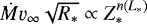 ${{\dot{M}}{\varv_{\infty}}\sqrt{R_{\ast}}}\propto Z_{\ast}^{n(L_{\ast})}$