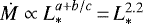 ${\dot{M}} \propto L_{\ast}^{a+b/c}\,{=}\,L_{\ast}^{2.2}$
