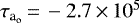$\tau_{\textrm{a}_{\textrm{o}}}\,{=}\,-2.7\,{\times}\,10^5$