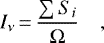 \begin{equation*} I_{\nu}\,{=}\,\frac{\sum S_i}{\Omega}\quad,\end{equation*}