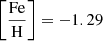 $ \left[ \frac{\mathrm{Fe}}{\mathrm{H}}\right]=-1.29 $