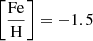 $ \left[\frac{\mathrm{Fe}}{\mathrm{H}}\right]=-1.5 $