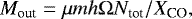 \begin{equation*} M_{\textrm{out}} = {\mu} m h \Omega N_{\textrm{tot}}/X_{\textrm{CO}}, \end{equation*}