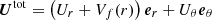 $ {{\boldsymbol{U}}}^{ \mathrm{tot}} = \left(U_r + V_f (r) \right) {{\boldsymbol{e}}}_r + U_{\theta} {{\boldsymbol{e}}}_{\theta} $