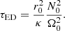 $$ \begin{aligned} \tau _{\mathrm{ED}} = \displaystyle \frac{r_0^2}{\kappa } \displaystyle \frac{N_0^2}{\Omega _0^2} .\end{aligned} $$