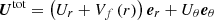 $ {{\boldsymbol{U}}}^{\mathrm{tot}} = \left(U_r + V_f \, (r) \right) {{\boldsymbol{e}}}_r + U_{\theta} {{\boldsymbol{e}}}_{\theta} $