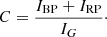 $$ \begin{aligned} C= \frac{I_\mathrm{BP} + I_\mathrm{RP} }{I_G}\cdot \end{aligned} $$