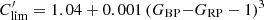$ {{C^{\prime}_\mathrm{lim}}} = 1.04 + 0.001 \, ({{G_\mathrm{BP}{-}G_\mathrm{RP}}}-1)^3 $