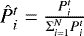 $\hat{P}_i^t = \frac{P_i^t}{\Sigma_{i=1}^{N}P_i^t}$
