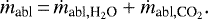\begin{equation*} \dot{m}_{\textrm{abl}}\,{=}\,\dot{m}_{\textrm{abl},\textrm{H}_2\textrm{O}} + \dot{m}_{\textrm{abl},\textrm{CO}_2}. \end{equation*}