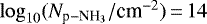 $\log_{10} (N_{\textrm{p}-{{\textrm{NH}_3}}}/ \textrm{cm}^{-2})\,{=}\,14$