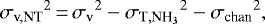 \begin{equation*} {\sigma_{\textrm{v,NT}}}^2\,{=}\,{{\sigma_{\textrm{v}}}}^2 - {\sigma_{\textrm{T},{{\textrm{NH}_3}}}}^2 -{\sigma_{\textrm{chan}}}^2, \end{equation*}