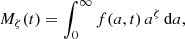$$ \begin{aligned} M_\zeta (t) = \int _{0}^\infty f(a,t)\,a^\zeta \,\mathrm{d}a, \end{aligned} $$