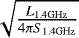 $\sqrt{\frac{L_{\mathrm{1.4GHz}}}{4\pi S_{\mathrm{1.4GHz}}}}$