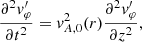 $$ \begin{aligned} \frac{\partial ^{2}{v}_{\varphi}^\prime }{\partial t^{2}}={v}^{2}_{A,0}(r)\frac{\partial ^{2}{v}_{\varphi}^\prime }{\partial z^{2}}, \end{aligned} $$