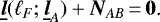 \begin{equation*} \underline{\bm{l}}(\ell_F;\underline{\bm{l}}_A)+\bm{N}_{AB}\,{=}\,\bm{0}\text{.}\end{equation*}
