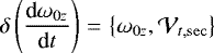 \begin{equation*} \delta \left(\frac{\textrm{d}\omega _{0z}}{\textrm{d}t}\right) \,{=}\,\left\{ \omega _{0z},\mathcal{V}_{t,\mathrm{sec}}\right\} \mathrm{}\end{equation*}