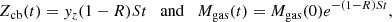 $$ \begin{aligned} Z_{\rm cb}(t) = { y}_z (1 - R) St \quad \mathrm{and} \quad M_{\rm gas}(t) = M_{\rm gas}(0)e^{-(1-R)St}, \end{aligned} $$