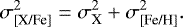 \begin{equation*} \sigma ^{2}_{\textrm{[X/Fe]}} = \sigma ^{2}_{\textrm{X}} &#x002B; \sigma ^{2}_{\textrm{[Fe/H]}} .\end{equation*}
