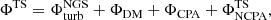 $$ \begin{aligned} \Phi ^\mathrm{TS} = \Phi _{\rm turb}^\mathrm{NGS} + \Phi _{\rm DM} + \Phi _{\rm CPA} + \Phi _{\rm NCPA}^\mathrm{TS} , \end{aligned} $$