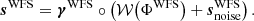 $$ \begin{aligned} \boldsymbol{s}^\mathrm{WFS} = \boldsymbol{\gamma }^\mathrm{WFS} \circ \left(\mathcal{W} \!\left(\Phi ^\mathrm{WFS}\right) + \boldsymbol{s}_{\rm noise}^\mathrm{WFS}\right) . \end{aligned} $$