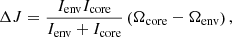 $$ \begin{aligned} \Delta J = \frac{ I_\mathrm{env} I_\mathrm{core} }{ I_\mathrm{env} + I_\mathrm{core} } \left( \Omega _\mathrm{core} - \Omega _\mathrm{env} \right), \end{aligned} $$
