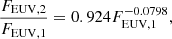 $$ \begin{aligned} \frac{F_\mathrm{EUV,2} }{F_\mathrm{EUV,1} } = 0.924 F_\mathrm{EUV,1} ^{-0.0798}, \end{aligned} $$