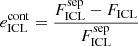 $$ \begin{aligned} e^{\mathrm{cont}}_{\mathrm{ICL}} = \frac{F^{\mathrm{sep}}_{\mathrm{ICL}}- F_{\mathrm{ICL}}}{F^{\mathrm{sep}}_{\mathrm{ICL}}} \end{aligned} $$