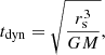 $$ \begin{aligned} t_{\rm dyn}=\sqrt{\frac{r_{\rm s}^3}{GM}}, \end{aligned} $$
