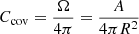$$ \begin{aligned} C_{\rm cov} = \frac{\Omega }{4\pi } = \frac{A}{4\pi R^2} \end{aligned} $$