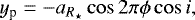 \begin{equation*} y_{\textrm{p}} = -a_{R_{\star}} \cos{2\pi \phi} \cos{i}, \end{equation*}